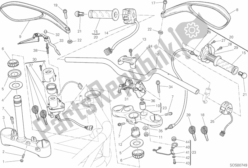 Alle onderdelen voor de Stuur van de Ducati Monster 796 ABS Thailand 2015